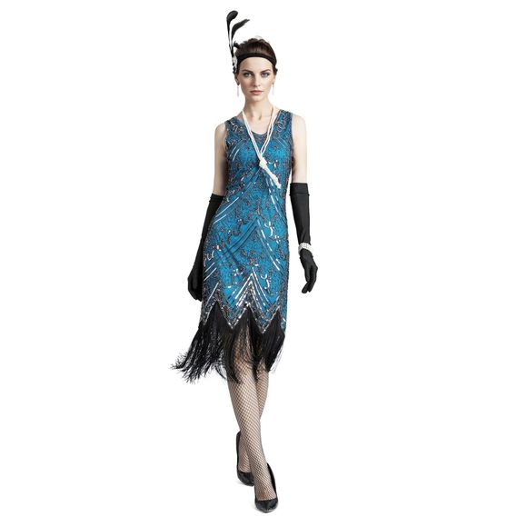 Women's Flapper Dresses 1920s Vintage Sleeveless Sequin Fringe Midi Dresses